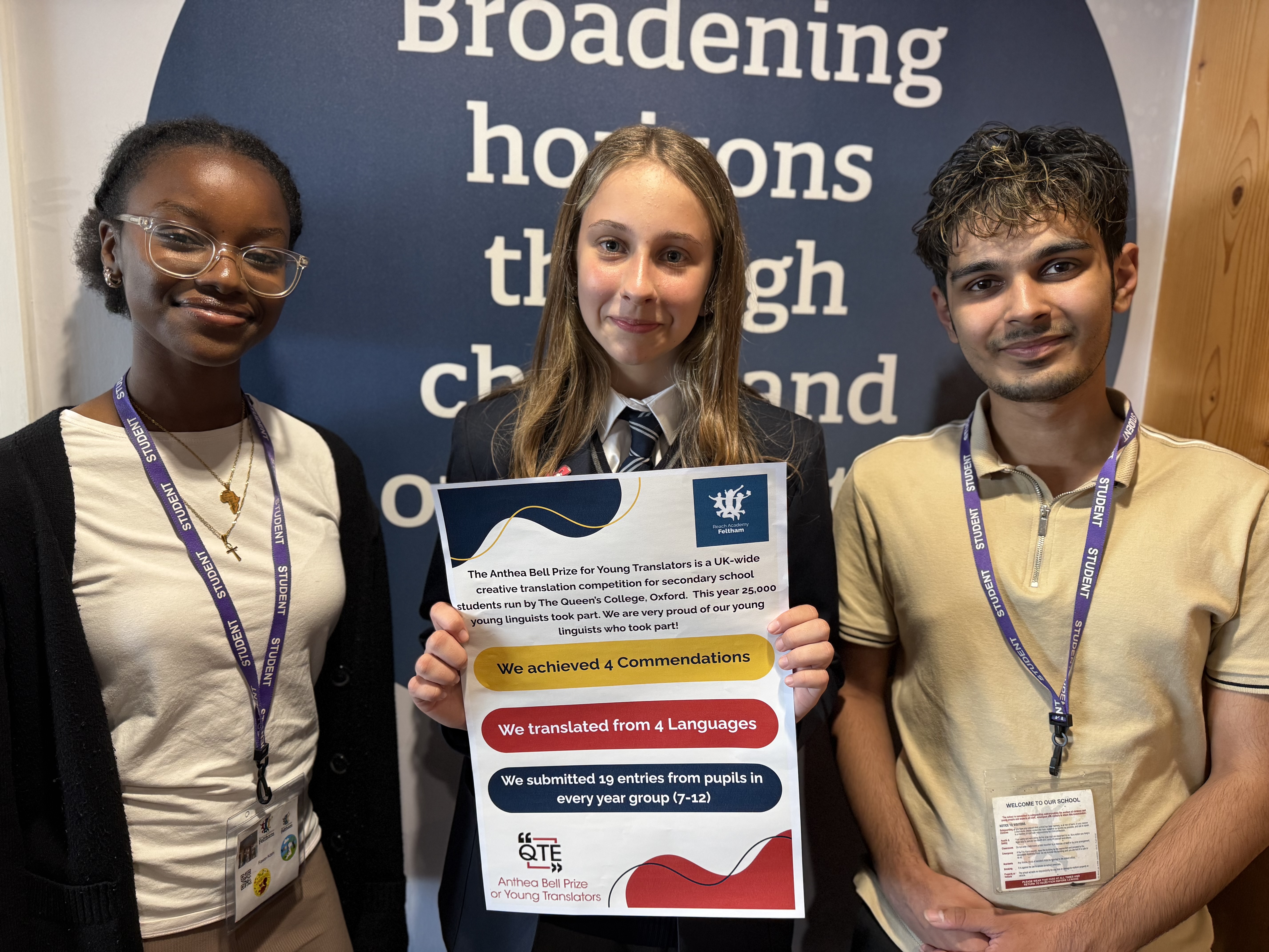Photo of pupils commended for Anthea Bell translation prize